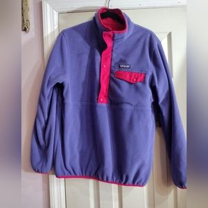 VTG Patagonia Women Size M Jacket Fleece Lined 1/2 Snap Purple Pink Reversible